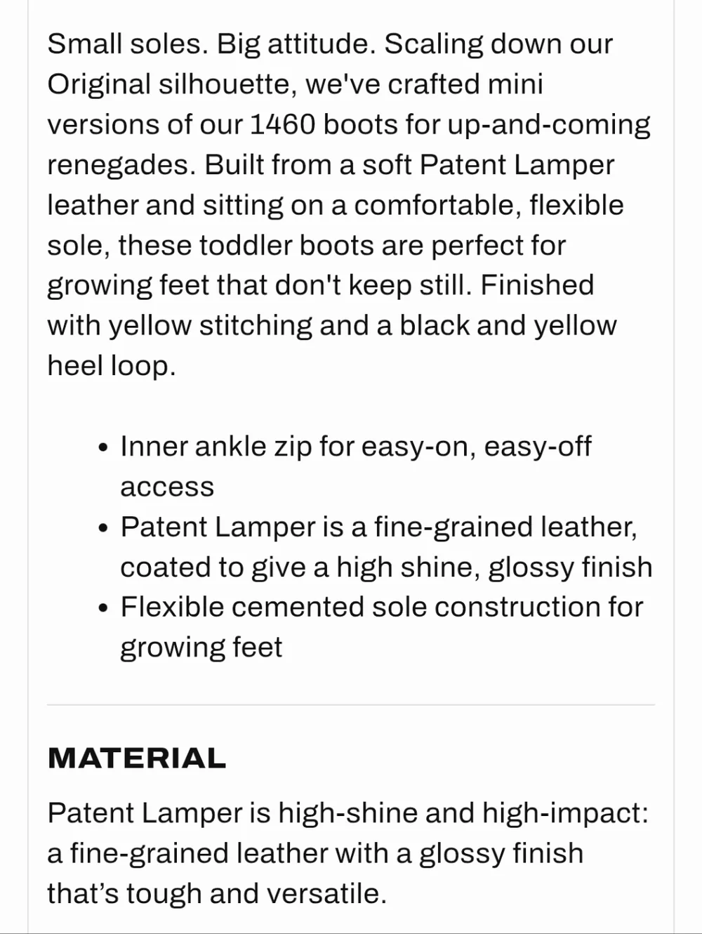 Dr. Martens 1460 Patent Leather Lace Up Boots- 8 Toddler